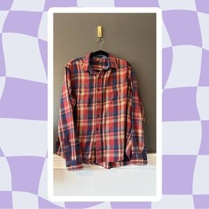 Red and Navy Plaid Flannel - Tailor Vintage - L